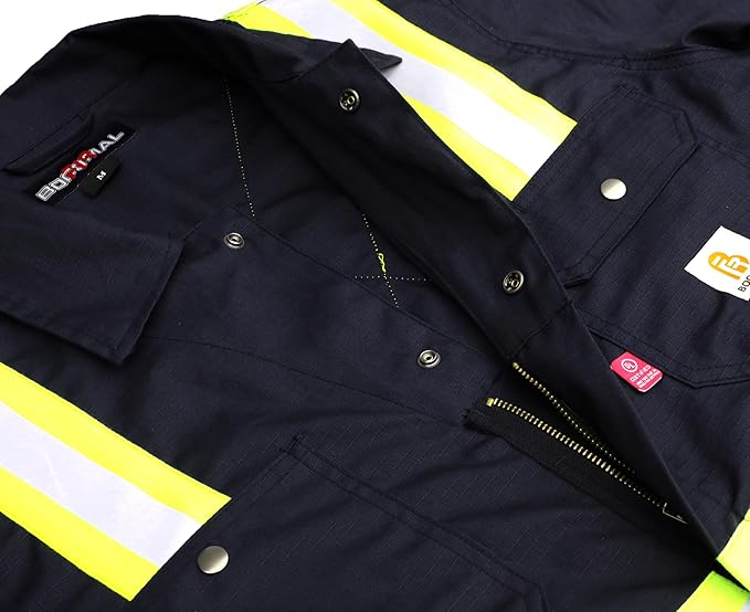 BOCOMAL FR Coverall High Visibility 6oz Lightweight Rip-Stop Flame Resistant/Fire Retardant High Vis Coveralls