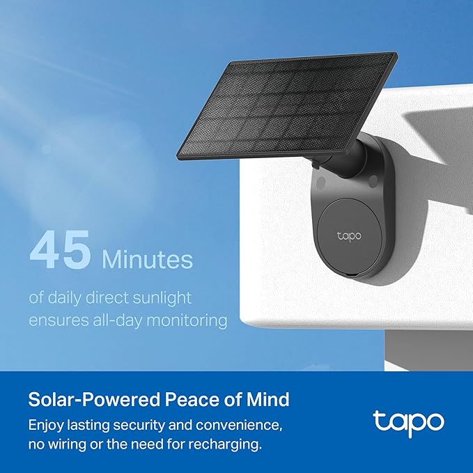 Tapo SolarCam 1080p Outdoor Wireless Security Camera - Battery Power with Solar, Person Detection, Subscription-Free Local Storage or Optional Cloud, Works with Alexa & Google Assistant, C403 KIT