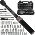 63Pcs 1/4-Inch Drive Click Torque Wrench Set(1-25 N.M/20-240IN.LB)，with Bit Socket Set Metric and Extension Bar for Auto Repairing and Household, with Storage Case