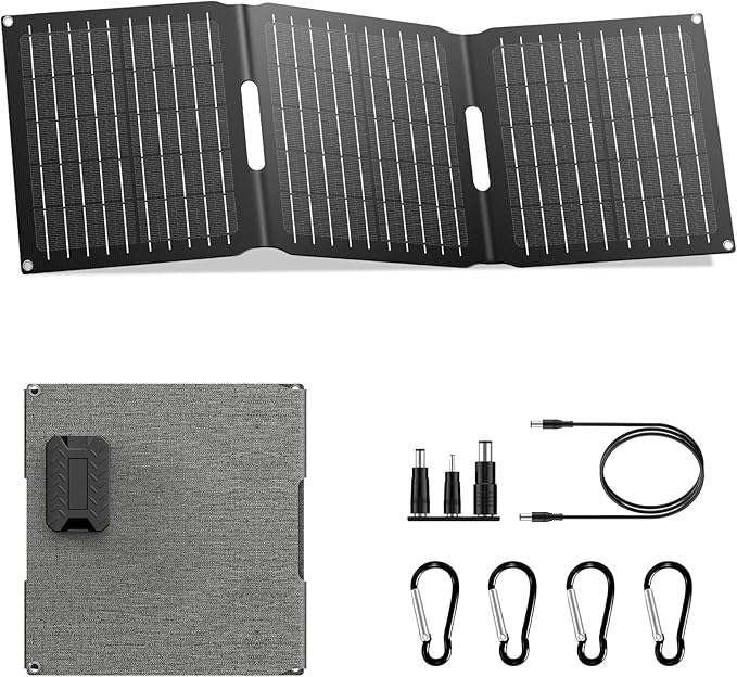 Portable Solar Panel Charger 22W, ZeroKor Foldable Solar Panel Kit with DC USB C USB A Out for Phone Pad Power Bank Smart Device, High Efficiency Waterproof Panel for Camping Backpacking Hiking