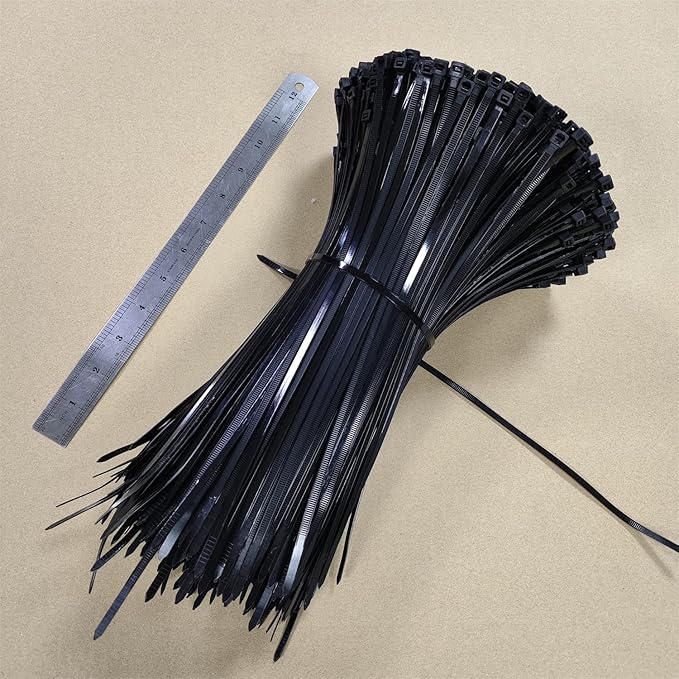 Zip Ties 1000 PCS 12 Inch Cable Zip Ties Heavy Duty, Premium Plastic Wire Ties with 50 LBS Tensile Strength, UV Resistant Cable Ties, Self-Locking Black Nylon Tie Straps (12 inch 1000 pcs, Black)