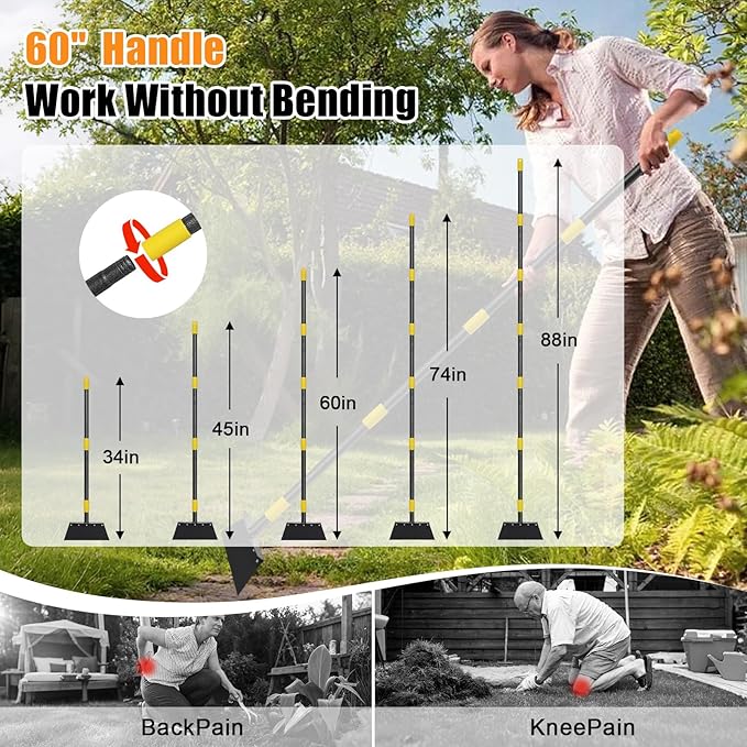 Snow Shovel Ice Scraper, 74“ Garden Flat Shovel, 2 Spades,Heavy Duty Multifunctional Garden Cleaning Shovels Spade,Floor Scraper for Weeding Edging Driveway Snow Ice Removal Tool