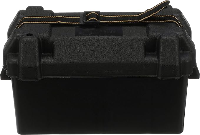 Attwood 9084-1 Large Vented Battery Box with Mounting Strap, Fits Group 29 and 31 Series Batteries, Black