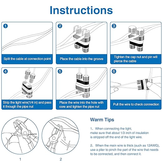 SUNVIE Fastlock2 Low Voltage Wire Connector Landscape Lighting Connectors Waterproof 12-18 Gauge Wire Connectors for Low Voltage Landscape Lights Outdoor Landscape Path Lights, 20 Pack