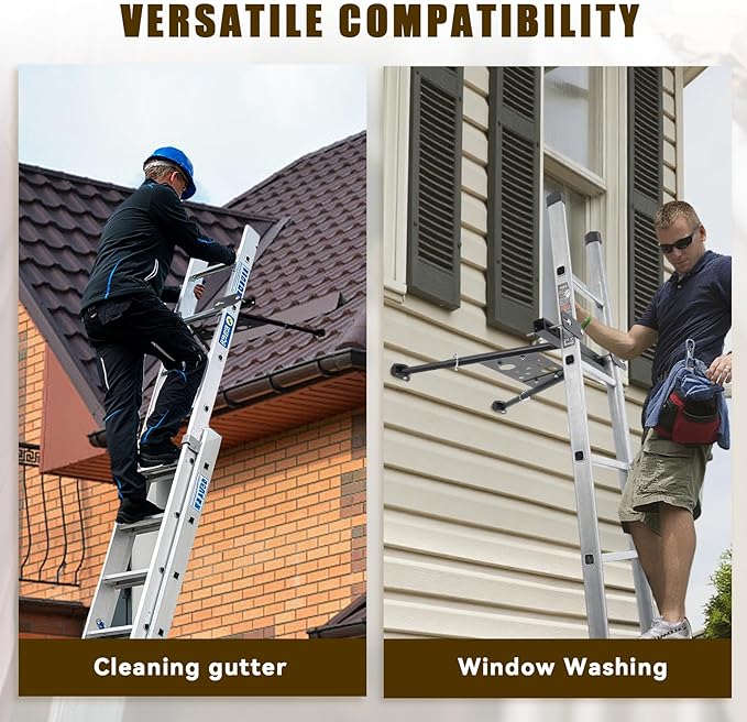Ladder Stabilizer, Safe and Stable Ladder Standoff with Adjustable Length 20"-29.5", Extension Ladder Stabilizer for Roof Gutter Supports 300 LBS of Weight, Built-in Tool Tray, Anti-Slip Rubber Feet
