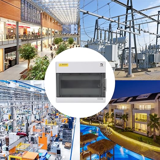 Waterproof 12 Way Breaker Box IP66 PC/ABS Alloy Plastic Power Distribution Box Enclosure with Clear Cover, Bus Bars and DIN Rail