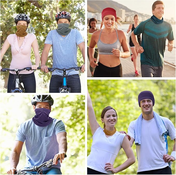 Geyoga 6 Pieces Summer UV Protection Cooling Neck Gaiter Face Clothing Neck Gaiter Mask Scarf Sunscreen Breathable Bandana