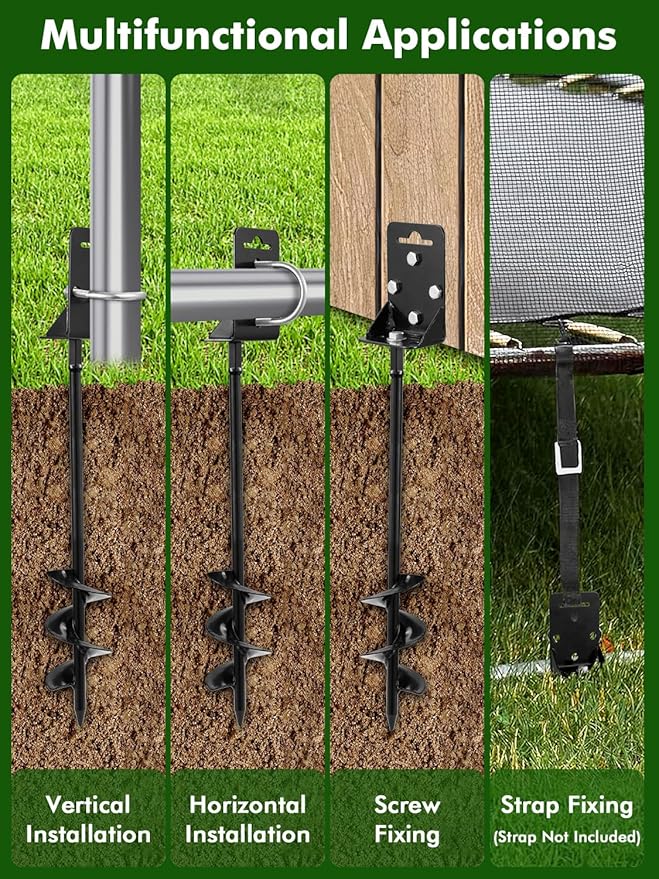 Ground Anchors Screw in,28" Set of 4 Mobile Home Anchors,Storage Shed Anchor Kit with Drill Bit,Ground Anchors Heavy Duty for Shed, Trampolines,Camping, Swing Sets