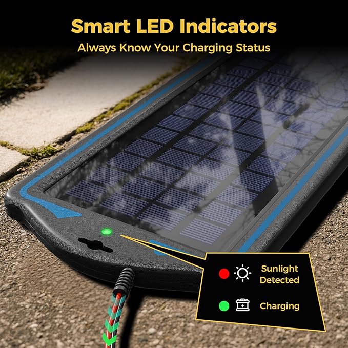SUNAPEX 12V Solar Battery Charge: 5W Waterproof Portable Solar Panel Kit - Battery Maintainer Trickle Charger - with Upgrade Built in Charge Controller for Car Boat RV Trailer Automotive Motorcycle