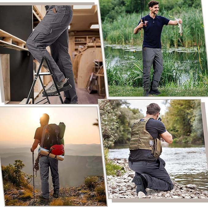 IGOLUMON Men's Ripstop Tactical Pants Breathable Stretch Cargo Pants Outdoor Lightweight EDC Work Hiking Pants Zipper Pockets