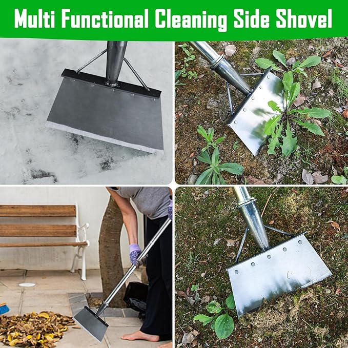 56.4" Metal Snow Shovel for Walkway, Multifunctional Garden Shovel for Sidewalk Scraping, Weeding, Digging, Snow Removal