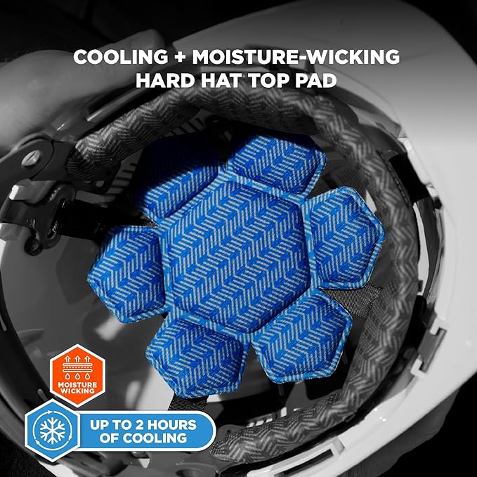 Ergodyne Chill-Its 6612 Moisture Wicking Hard Hat Top Pad, Padded Cooling Microfiber, Fits Most Suspension Systems (3-Pack)
