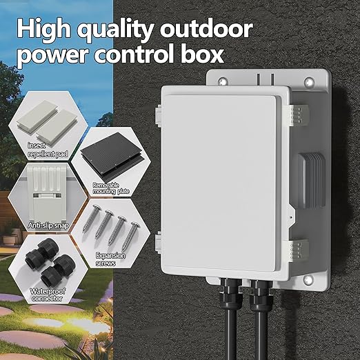 Outdoor Waterproof Electrical Junction Box, ABS Water Resistant Enclosure with Internal Mounting Panel & Hinged Cover (10,4" H* 7.3" L* 5.1" W)