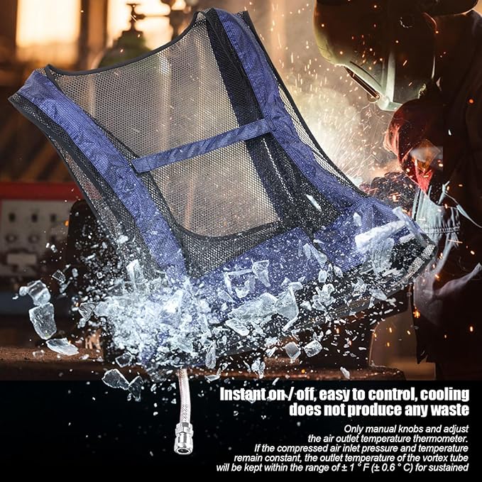 Air Vest Cooling Waistcoat, Welding Steel Cooling Air Jacket Vest Cool, Vortex Tube Compressed Air Conditioning Cooling Vests with Self Compressor for High Temperature Use