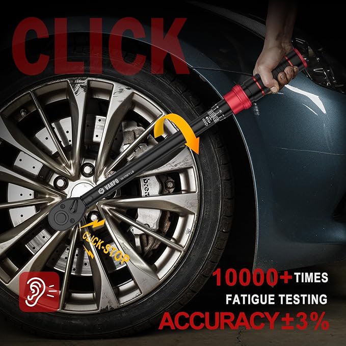 VANPO Torque Wrench Set 1/4, 3/8, 1/2-Inch Drive(20–240 in-lb, 5–45 & 10–170 ft-lb) Click Torque Wrenches Kit for Car, Motorcycle, Bike Repair - ±3% Precision, 72-Tooth, Dual Direction with Case