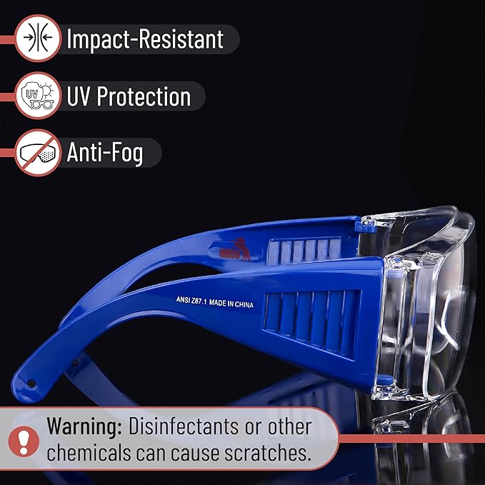 UNCO- Safety Goggles Over Glasses, Protective Goggles, Anti Fog, Work, Safety Glasses Over