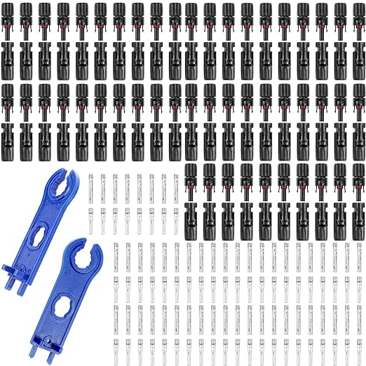 100PCS/50 Pairs Solar Connectors M-C-4 Male/Female IP67 Waterproof Solar Panel Cable Connectors with 2 PCS Spanners