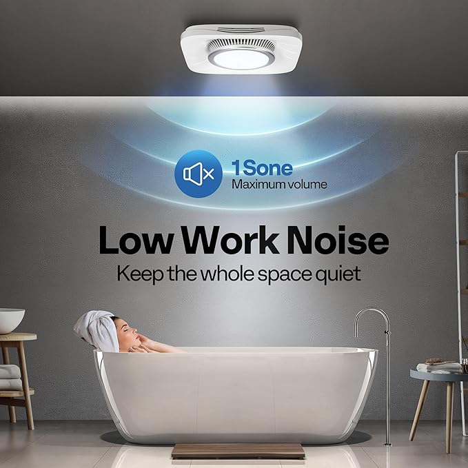 VIVOHOME Bathroom Exhaust Fan with Light, Max 110 CFM 1.0 Sone Shower Ventilation Fan, Super Quite Fan w/ 6000 K 1000LM LED Cool White Light, for 4'' Duct Ceiling Mount
