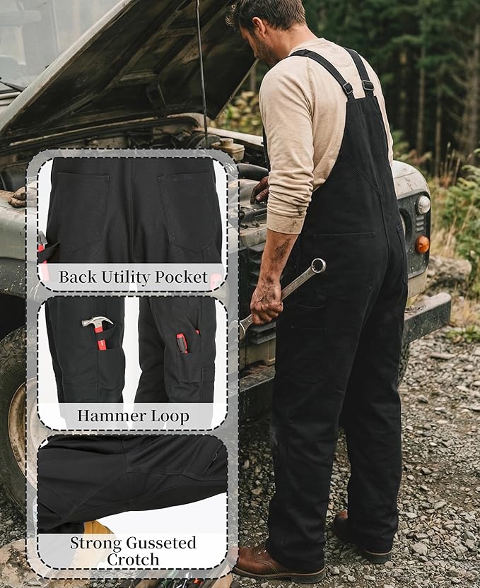 BOCOMAL Men's FR Bib Overall Duck Canvas Fire Resistant/Flame Resistant Workwear Relaxed Fit Unlined