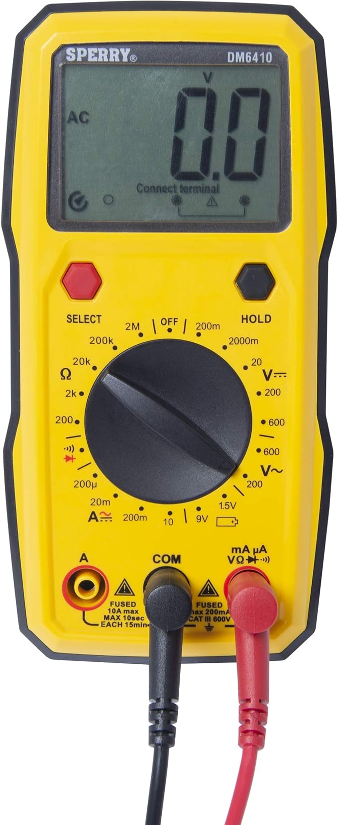 Sperry Instruments DM6410 8 Function Digital Multimeter, Yellow