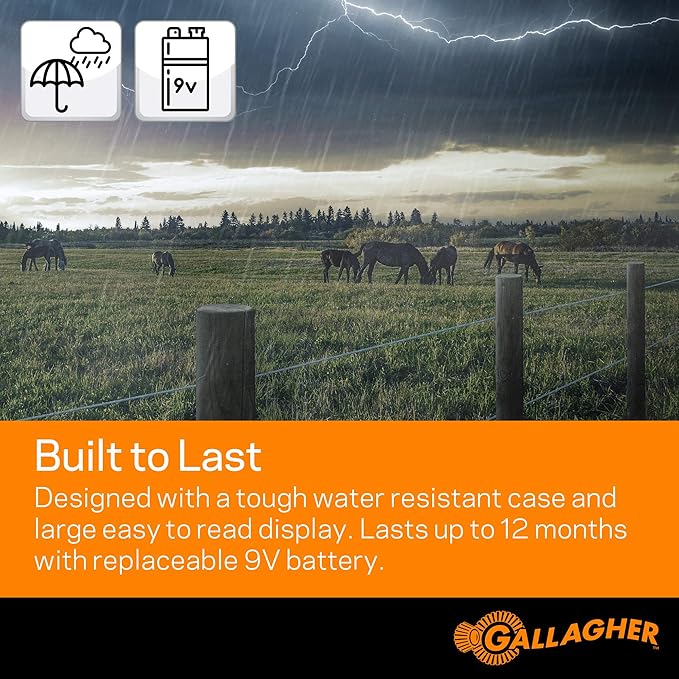 Gallagher Digital Volt Meter | Electric Fence Voltage Reader to Test, Trace & Diagnose Shorts and Faults |Auto Turn-On Indication | Easy Installation | Tough and Water Resistant
