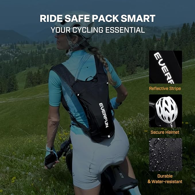 EVERFUN Hydration Backpack Running Vest Small Hiking Water Backpack with 1.5L Water Bladder for Women Men, Lightweight Reflective Phone Holder Hydro Pack for Trail Running, Biking, Race, Marathons