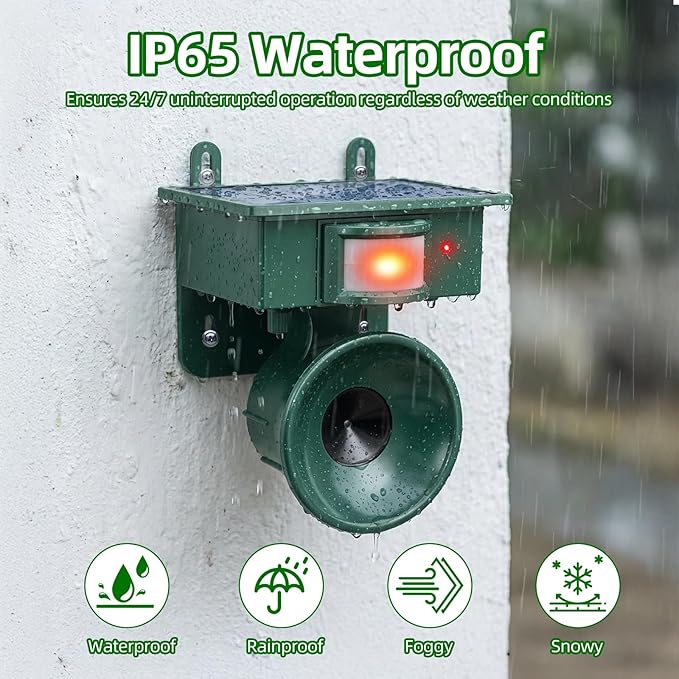 Solar Ultrasonic Bird Repellent Woodpecker Deterrent Animal Repellent Outdoor with Motion Sensor Bird Deterrent to Keep Birds Pigeon Goose Animal Away from Patio Farm Yard Balcony,2 Pack