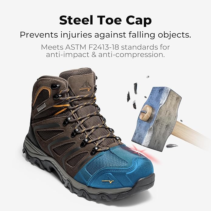 NORTIV 8 Waterproof Work Boots for Men Steel Toe Safety Construction Boots ARMADILLO-STL
