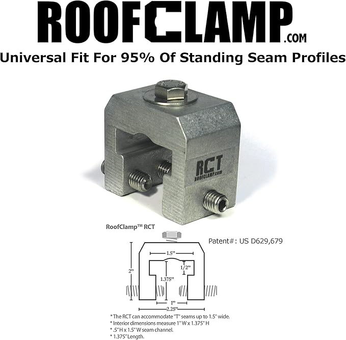 Roof Clamp for Standing Seam Metal Roof (10 Piece) Fits Most Seam Profiles Including Wide Profile T and Bulb Seams
