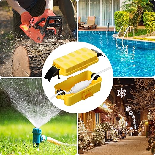 Flemoon [2 Pack] IP55 Small Outdoor Electrical Box Waterproof (Inner 5.9 x 3.2 x 1.8inch), Extension Cord Cover with Detachable Awning Covers for Plug, Outlet, Holiday Lights, Yellow