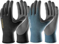 COOLJOB Gardening Gloves for Men, 6 Pairs Breathable Rubber Coated for Garden Weeding Landscaping, Outside Work for Lawn Yard, Men's Medium Size, Black & Blue