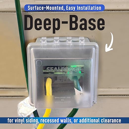 Sealproof 2-Gang Extra Deep Weatherproof in Use Outdoor Outlet Cover with Box Kit, Lockable, UL Extra Duty Compliant, 45 Configurations