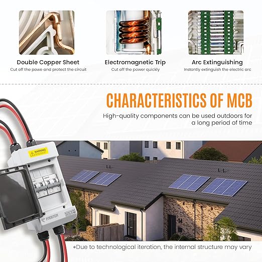 Solar Panels Disconnect Switch 20A 400VDC PV Shut Off Switch Outdoor 2 String Circuit Breaker Box IP66 Waterproof UV-Proof