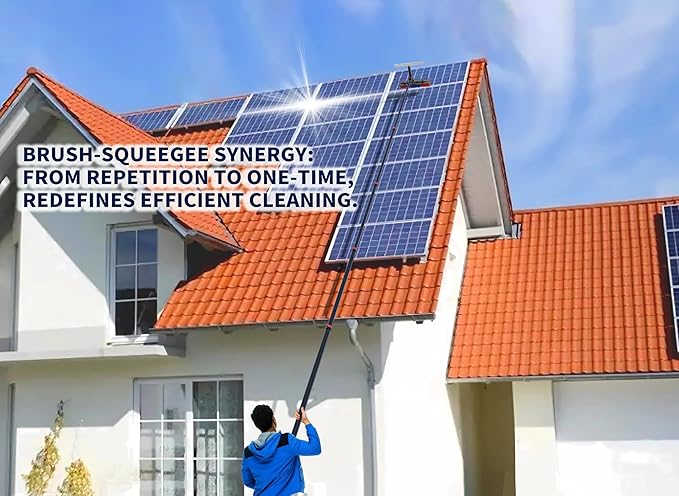 YouSJ 24FT Adjustable Water Fed Solar Panel Cleaning Kit,Window Cleaning Tool,Telescopic Solar Panel Cleaning Brush with Extension Pole & Outdoor