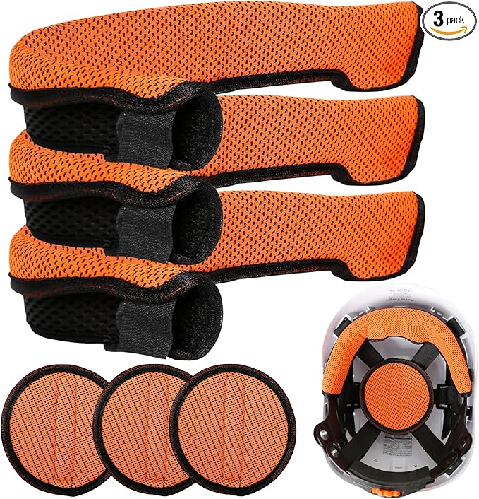 Aolamegs Hard Hat Sweatband and Top Pad - 3 Set Washable Hard Hat Sweat Bands with Helmet Padding,3-Layer Fabri Hardhat Sweat Liner Replacement,Hardhats Accessories for Welding/Construction Helmet