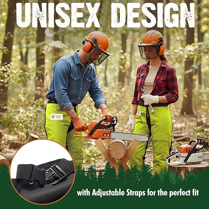 FORESTER Chainsaw Chaps for Men & Women | Apron-Style Chaps with Pocket & Adjustable Waist | Chainsaw Safety Equipment