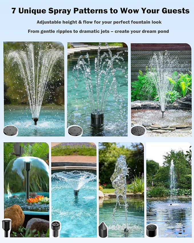 Antfraer 25W Solar Pond Pump, Solar Fountain Pump with 6.6FT Tubing & 16.5FT Cord for Garden Ponds, Fish Tanks Waterfalls & DIY Fountain Water Features
