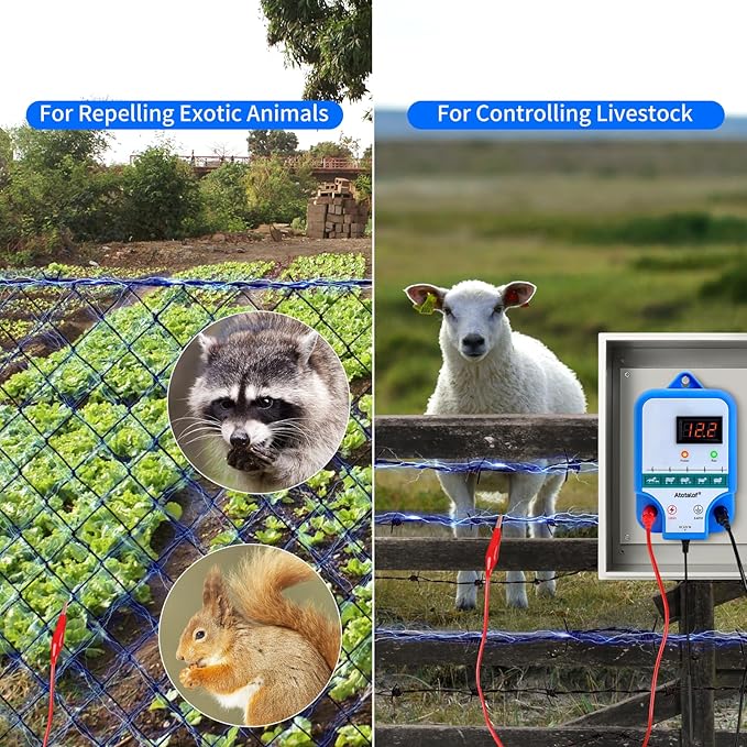 Electric Fence Charger for Livestock - 10 Miles 3 Joule Output Multi Power Electric Fence Controller Livestock Fencing Accessories Kit