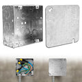 4-11/16” Square Electrical Box and Cover Kit, UL Listed Welded Metal Junction Box, 2-1/8” Deep, 42 Cu in, Flat Blank Cover with Keyhole and Slotted Mounts
