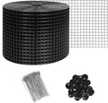 Solar Panel Bird Guard Mesh| 8in x 100ft Black PVC Coated Heavy Duty Galvanized Mesh Roll,70pcs Stainless Steel Clips Fasteners,Critter Guard Roll Kit for Solar Panel