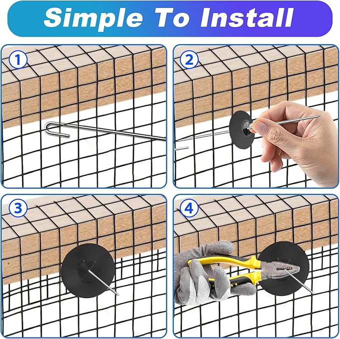 Solar Panel Bird Guard Fastener Clips, Stainless Steel Critter Guard Clips for Attaching Galvanized Welded Wire Mesh to Solar Panels, Solar Panel Hooks for Squirrel Proof Pigeon Bird Fence（60sets）