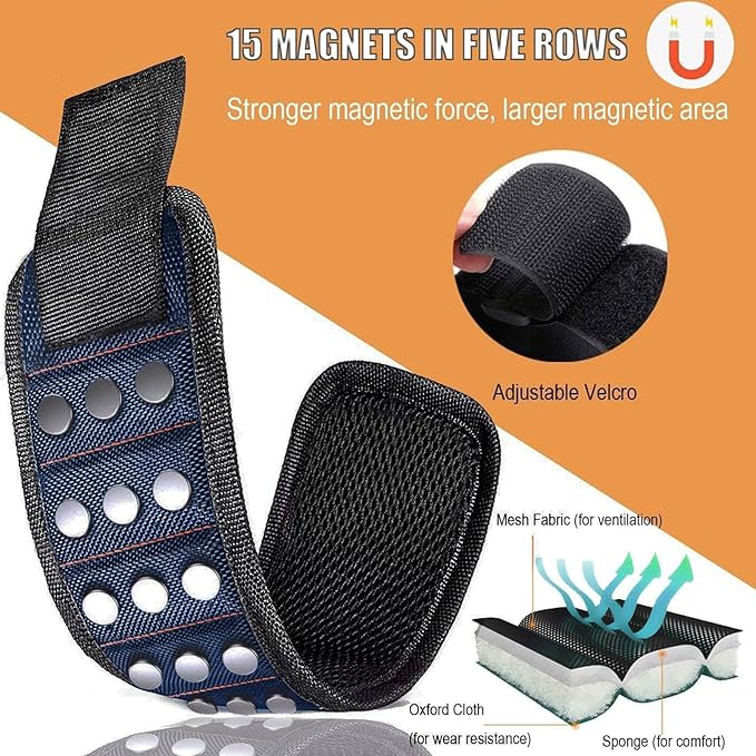 Magnetic Wristband Gifts for Birthday Father's day Christmas, Unique Tool for Holding Screws Gadgets Gift for Men, Dad, Husband, Boyfriend, Handyman mechanics