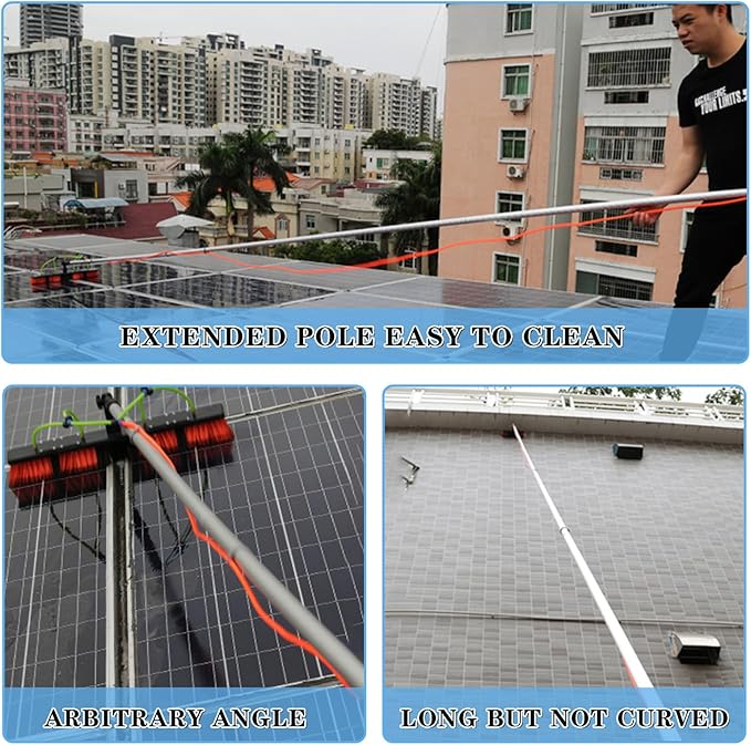 Water Fed Pole Kit Adjustable Solar Panel Cleaning Kit Cleaner Tool for Window Glass Roof Outdoor Glass Brush Window Washing Equipment (30FT)