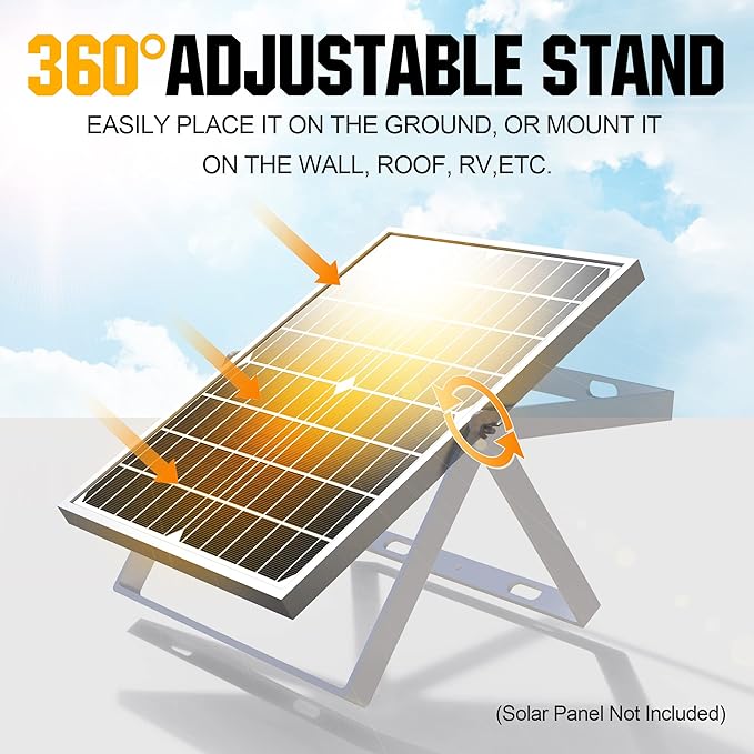 SOLPERK Solar Panel Mount, Solar Panel Stand, Angle Adjustable (0-360 Degree), Aluminum Solar Panel Mounting Brackets for SOLPERK 20W Solar Panel.
