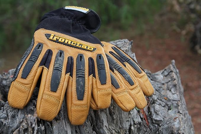 Ironclad Ranchworx Work Gloves RWG2, Premier Leather Work Glove, Performance Fit, Durable, Machine Washable, (1 Pair), RWG2-07-XXXL, Tan/Black