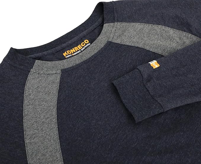 KONRECO FR Shirts for Men Summer Two Tone 4oz Lightweight Flame Resistant/Fire Retardant CAT1 Work T-Shirt Baselayer
