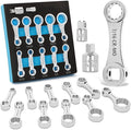 Torque Adapter Set SAE 12PCS, Includes 5/16", 3/8", 7/16", 1/2", 9/16", 5/8", 11/16", 3/4", 13/16", 7/8", 3/8" Torque Wrench Adapter, 12 Point Torque Extender Adapter with 1/2" + 1/4" Drive Converters