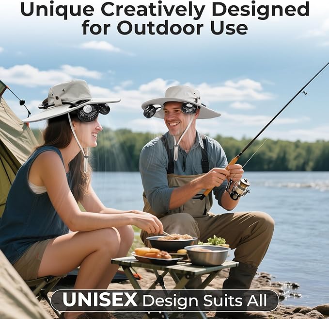 AMACOOL Bucket Hat Fan, Gifts for Him Father Dad Husband, Fishing Essentials for Men Women Camping Hiking Beach Gardening