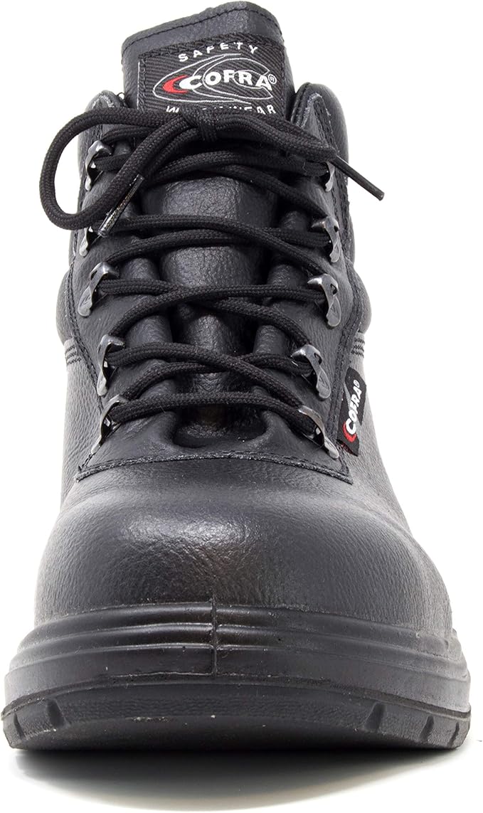 COFRA Leather Work Boots - NEW ASPHALT Treadless Footwear with Composite Safety Toe & Heat Defender Nitrile Rubber Outsole - Size 8