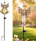 Solar Rain Gauge Outdoor,Decorative Angel Rain Gauges Outdoors Best Rated,Large Plastic Tube Freeze Proof Water Gauge for Yard Patio Lawn Garden Decor Gift for Women Measuring Precipitation